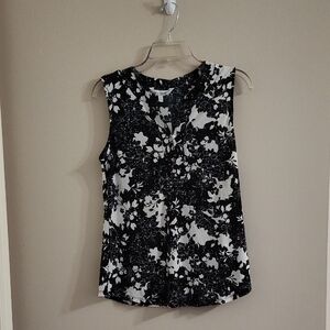 Floral Black and White Sleeveless Top